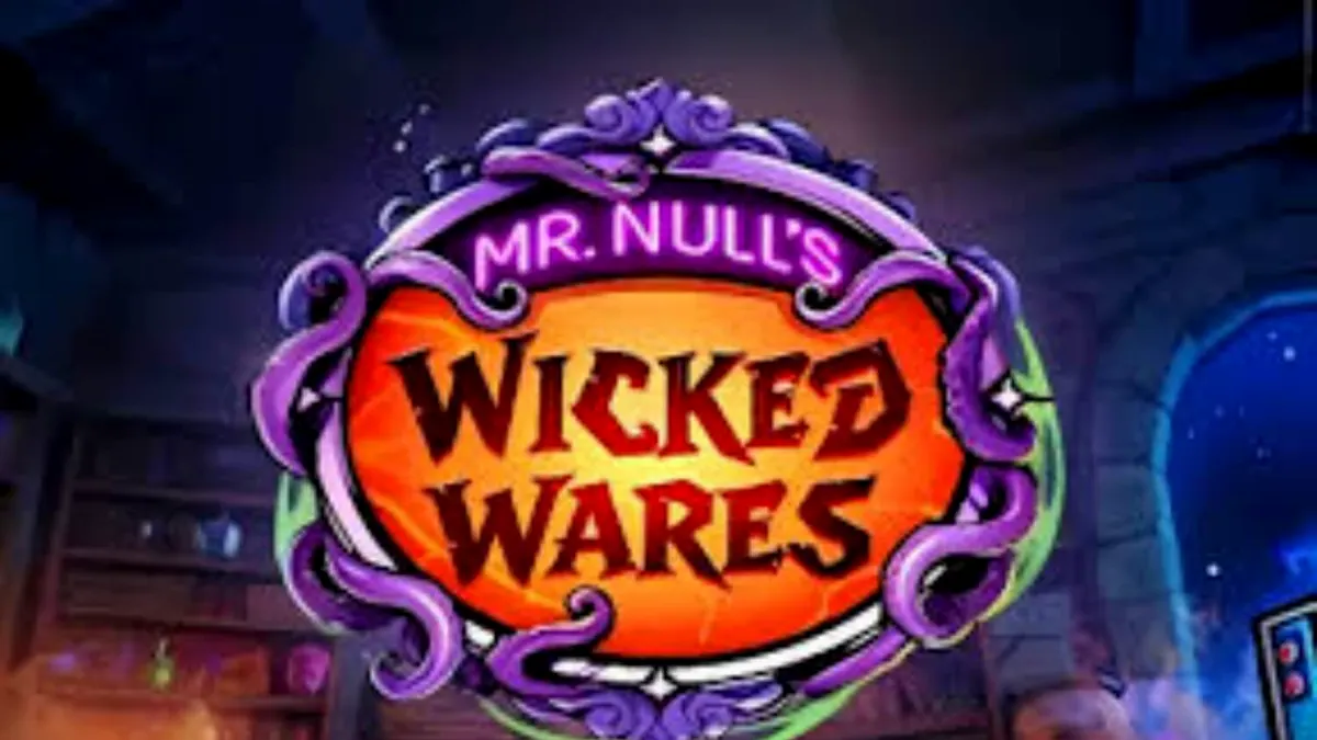 Tampilan visual slot Mr. Null’s Wicked Wares dengan tema toko barang antik yang misterius.